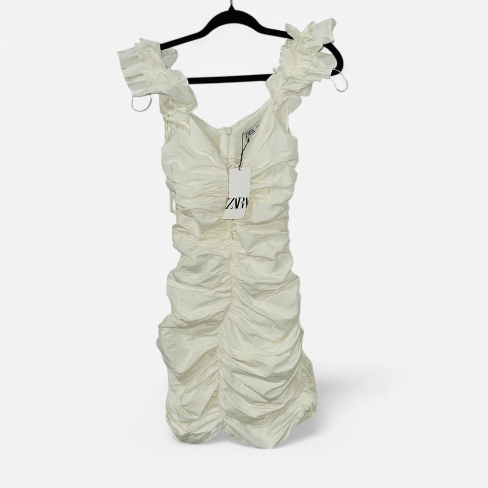 Zara Cream Ruffled Women's Dress